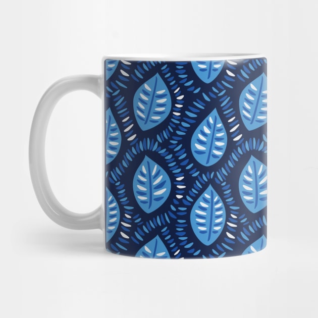 Decorative Blue Leaves Pattern by Boriana Giormova